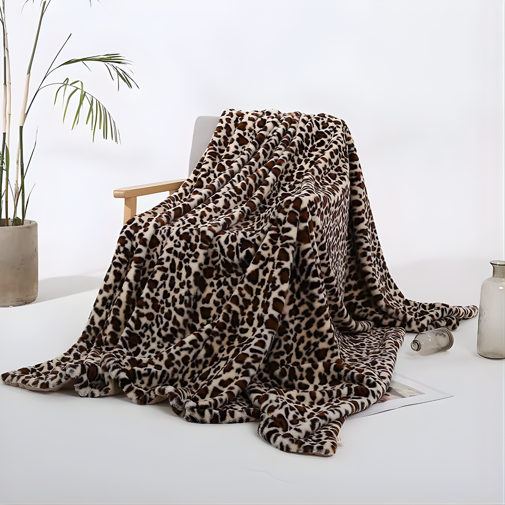 Leopard Print Faux Blanket