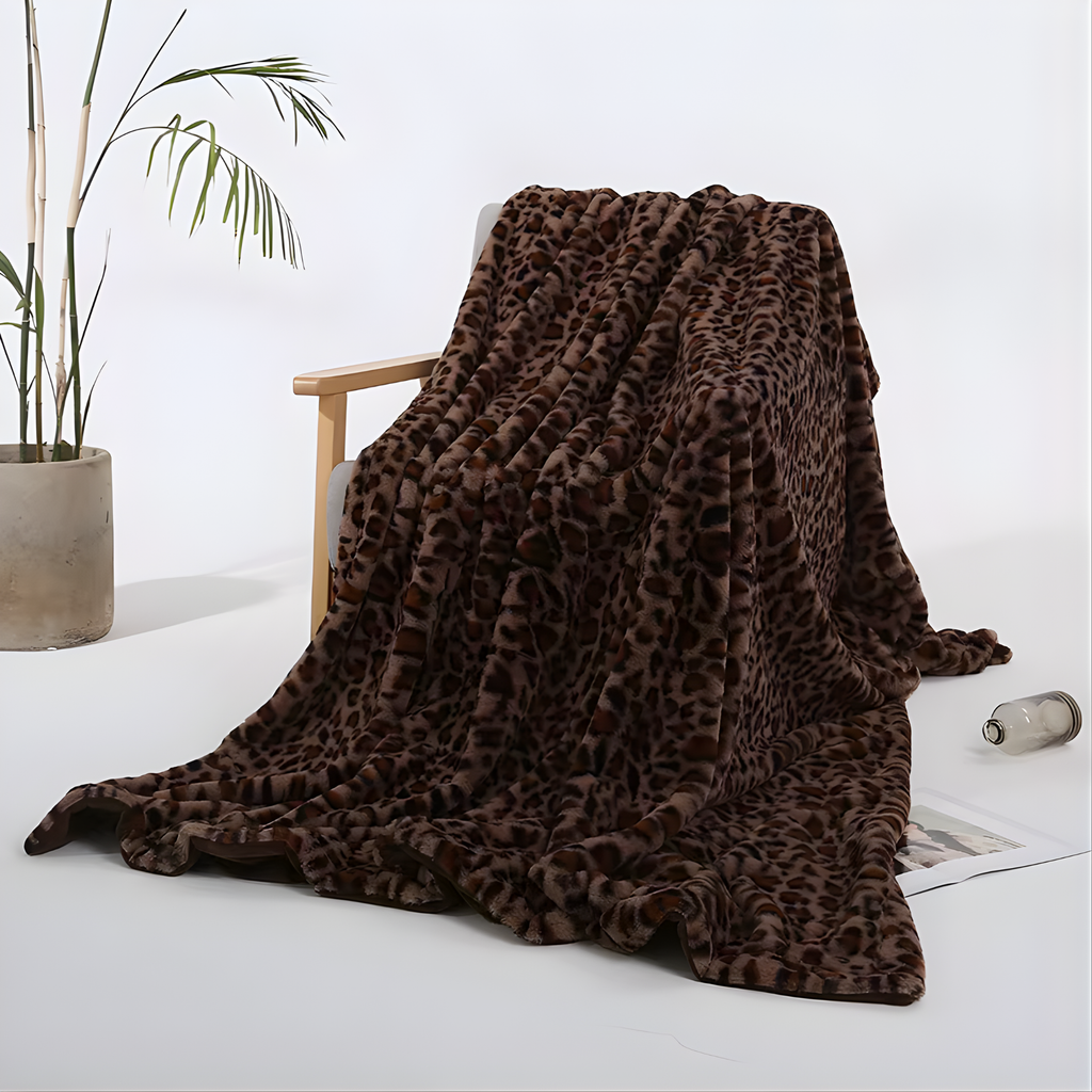 Leopard Print Faux Blanket