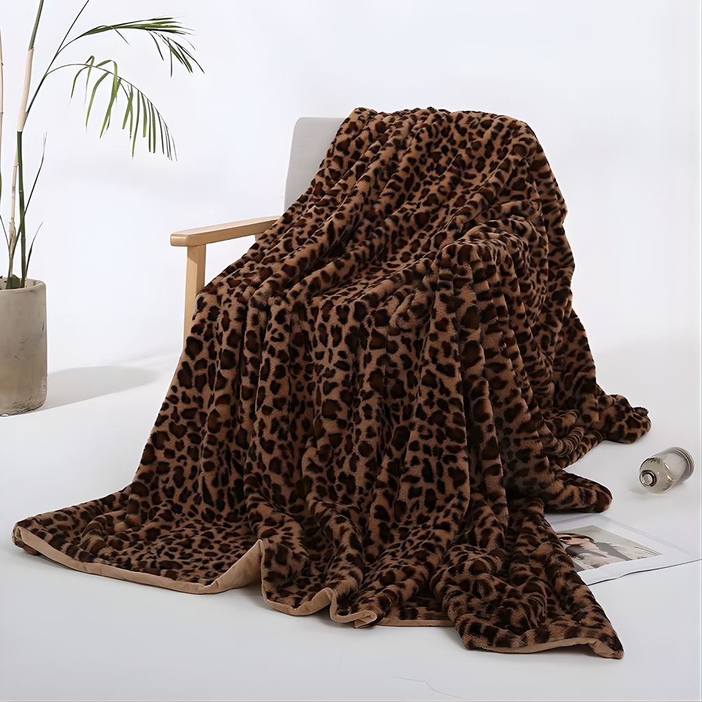 Leopard Print Faux Blanket